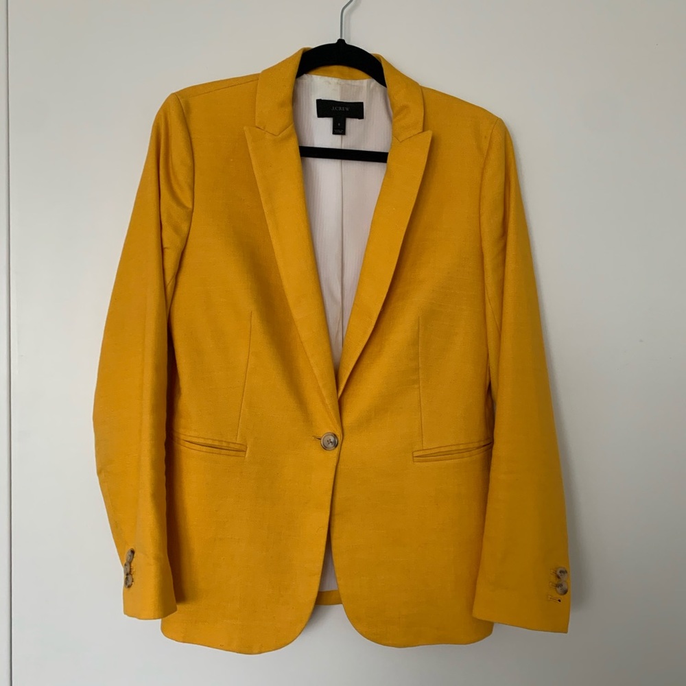 j. crew gold linen blazer